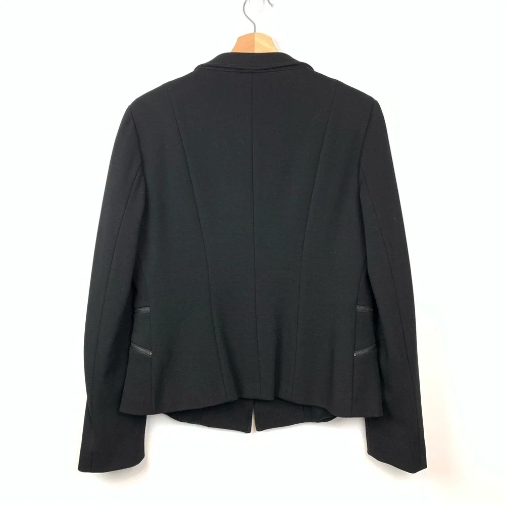 Marella Blazer Black Zip Accents Button Sz 12 Classic Elegant Office Italy - Picture 3 of 14